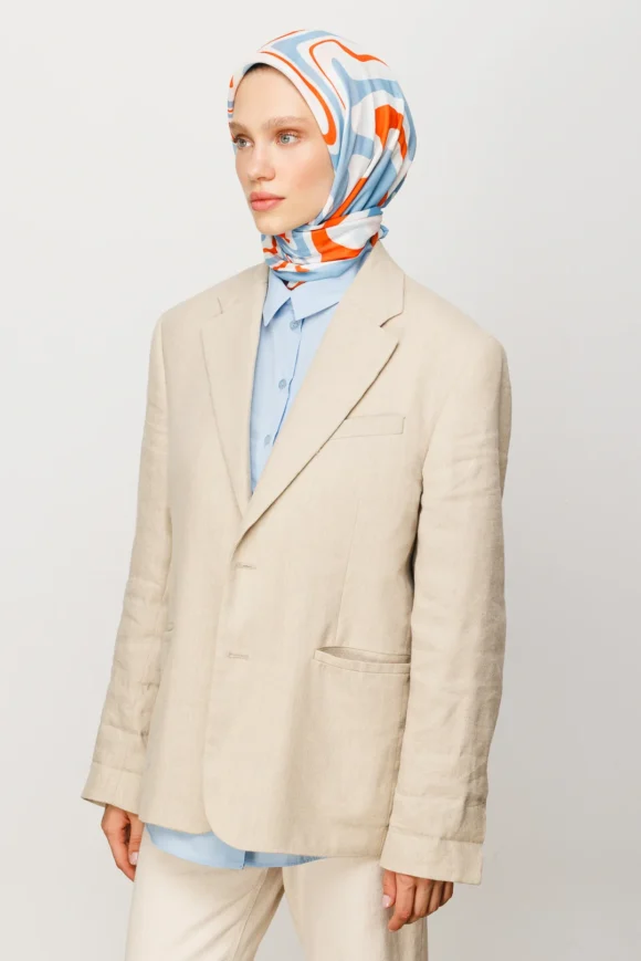 Baby Blue Mira Digital Soft Scarf - Image 3